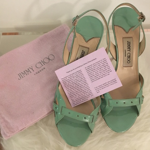 JIMMY CHOO PATENT LEATHER HIGH HEE SANDALS SZ 37.5 - Picture 8 of 8